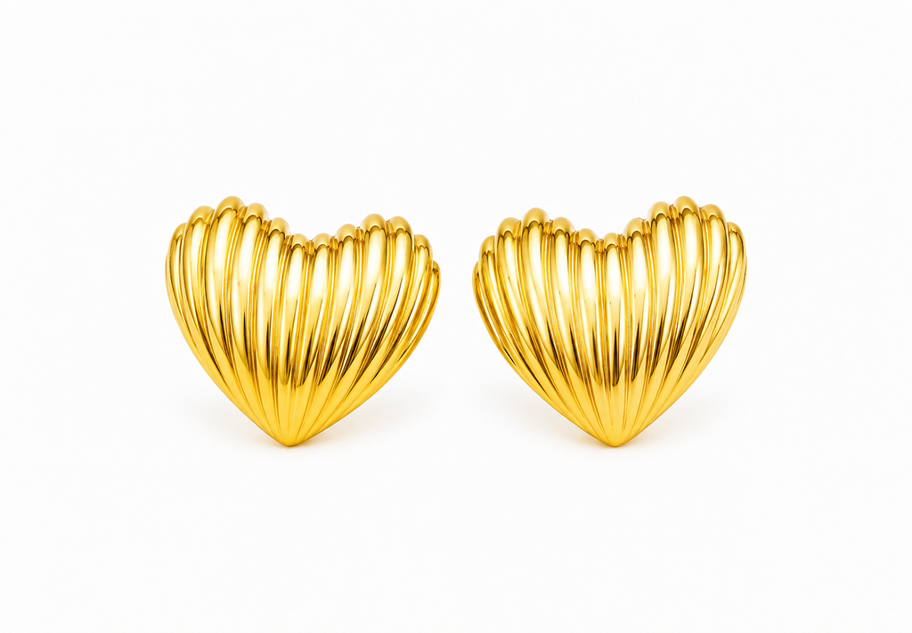 Ribbed Heart Earrings